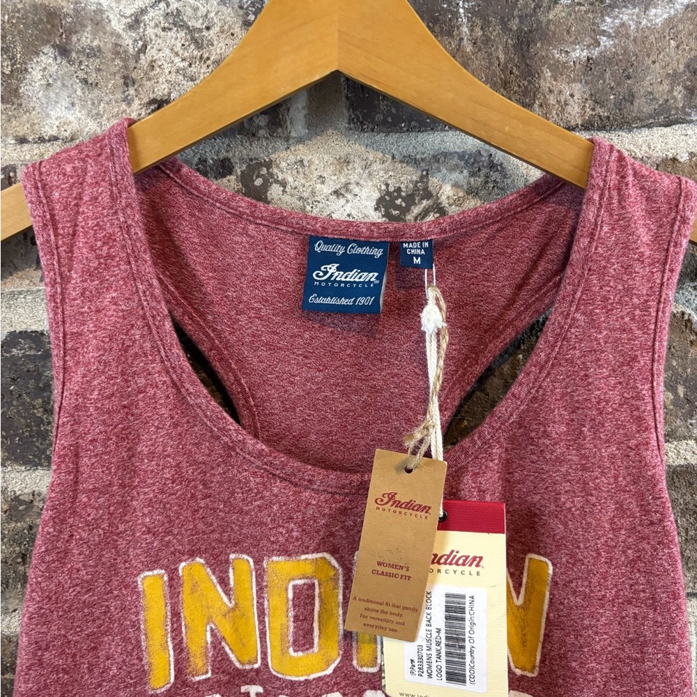 NWT Indian Motorcycle Heathered Maroon Racerback Tank Top Womens Sz M - Picture 5 of 7
